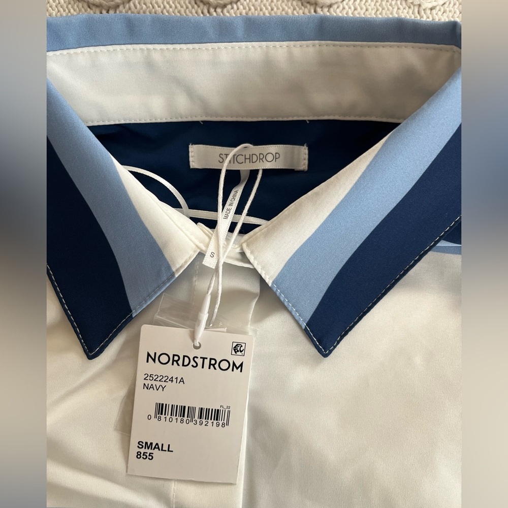 New! Stitchdrop Striped Blue and White Shirt Dress Women’s Size Small - Picture 16 of 16